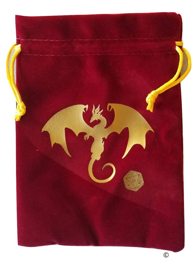 BD INNOVATION ELECTRONICS Gaming RED Velvet Drawstring Dice Bag with Gold Satin Interior - Image 1